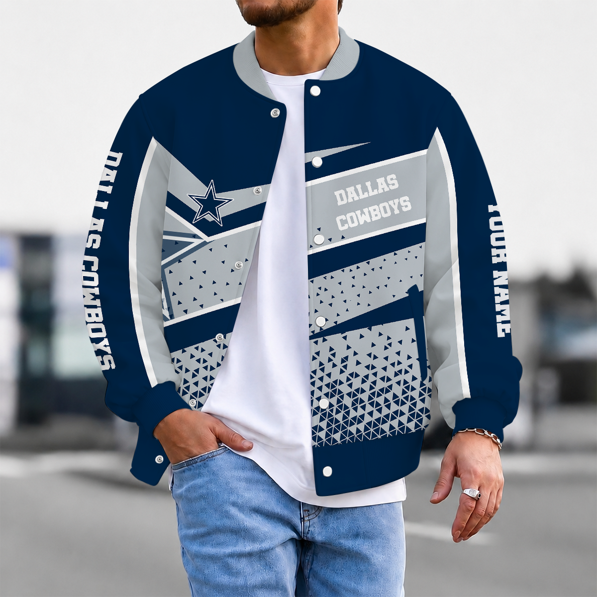 LIMITED EDITION - NEW CUSTOMIZED NFL21 DCB DALLAS COWBOYS SATIN VARSITY & BASEBALL JACKET