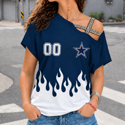 LIMITED EDITION - NEW CUSTOMIZED NFL21 DCB DALLAS COWBOYS WOMEN'S SHOULDER SHIRT