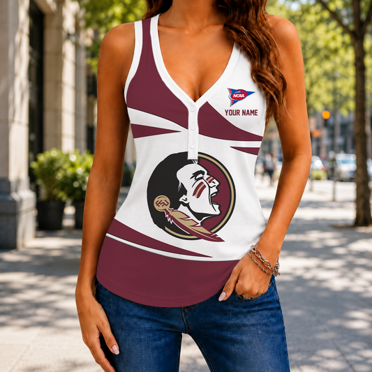 ELETE EDITION - NEW CUSTOMIZED NCAA FBS21 FLS FLORIDA STATE SEMINOLES WOMEN'S V-NECK TANK TOP