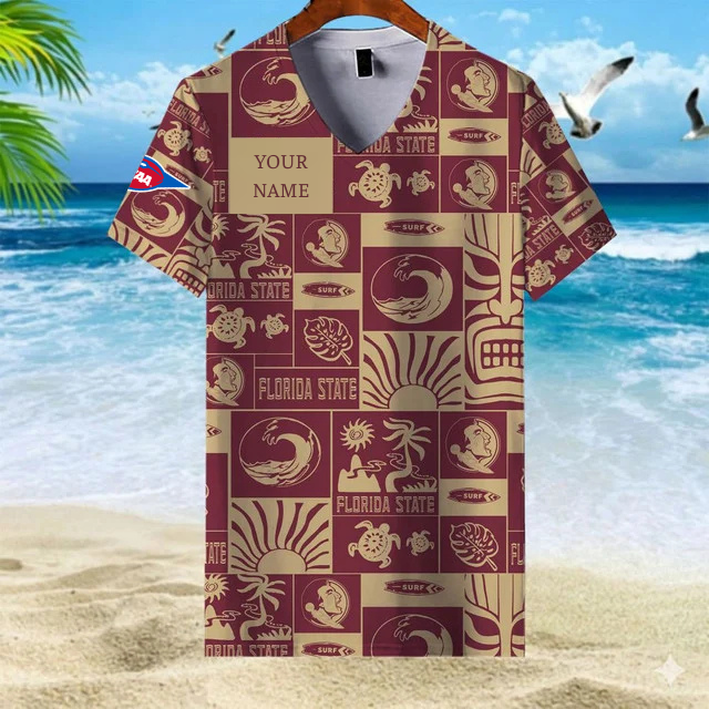 LIMITED EDITION - NEW CUSTOMIZED FBS NCAA21 FLS FL SEMINOLES V-NECK FEMALE SHIRT