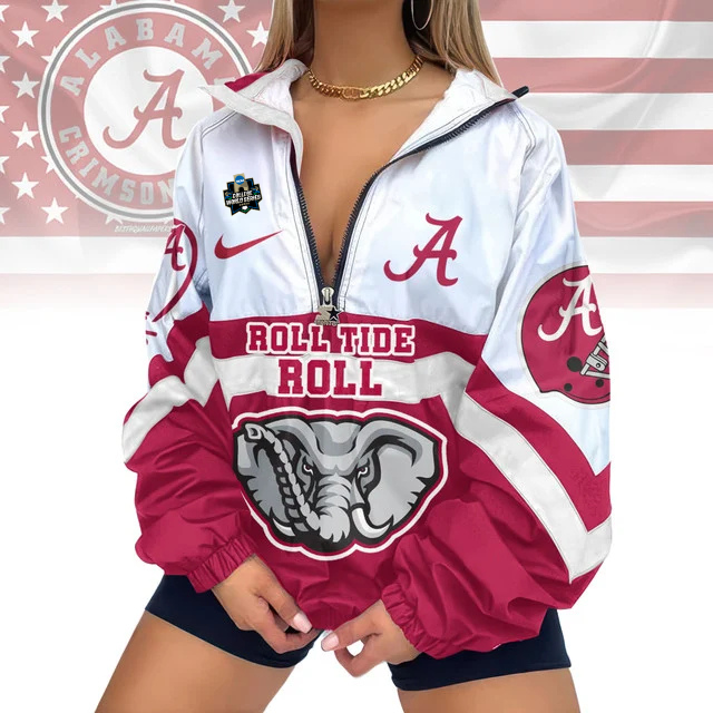 LIMITED EDITION - NEW CUSTOMIZED CWS NCAA21 ABC AB CRIMSON TIDE V-NECK ZIPPER SWEATSHIRT JACKET