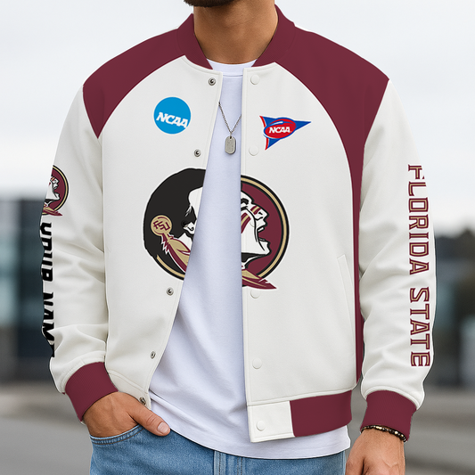 LIMITED DROP - NEW CUSTOMIZED | NCAA FBS21 FLS FL SEMINOLES BASEBALL JACKET, SATIN VARSITY JACKET