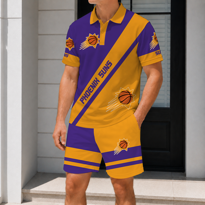 FINAL SALE - NEW CUSTOMIZED NBA21 PSU PHOENIX SUNS POLO SHIRT & SHORT PANTS SET