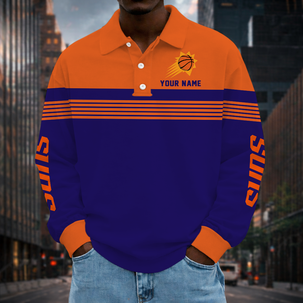 VIRAL EDITION - NEW CUSTOMIZED NBA21 PSU PHOENIX SUNS MEN LONG SLEEVE POLO