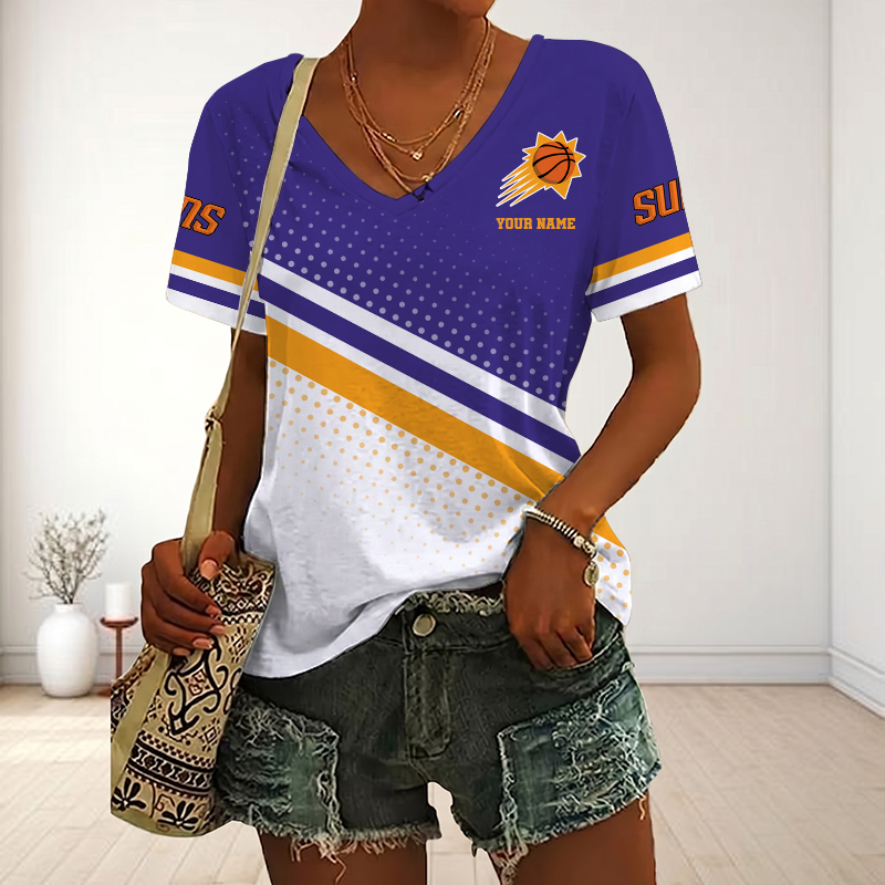 VIRAL EDITION - NEW CUSTOMIZED NBA21 PSU PHOENIX SUNS V-NECK FEMALE SHIRT
