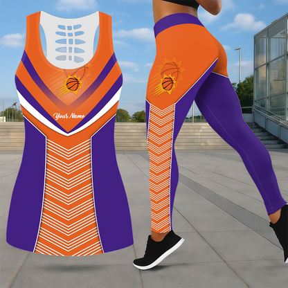 LIMITED EDITION - NEW CUSTOMIZED NBA21 PSU PHOENIX SUNS LEGGINGS & HOLLOW TANK TOP SET