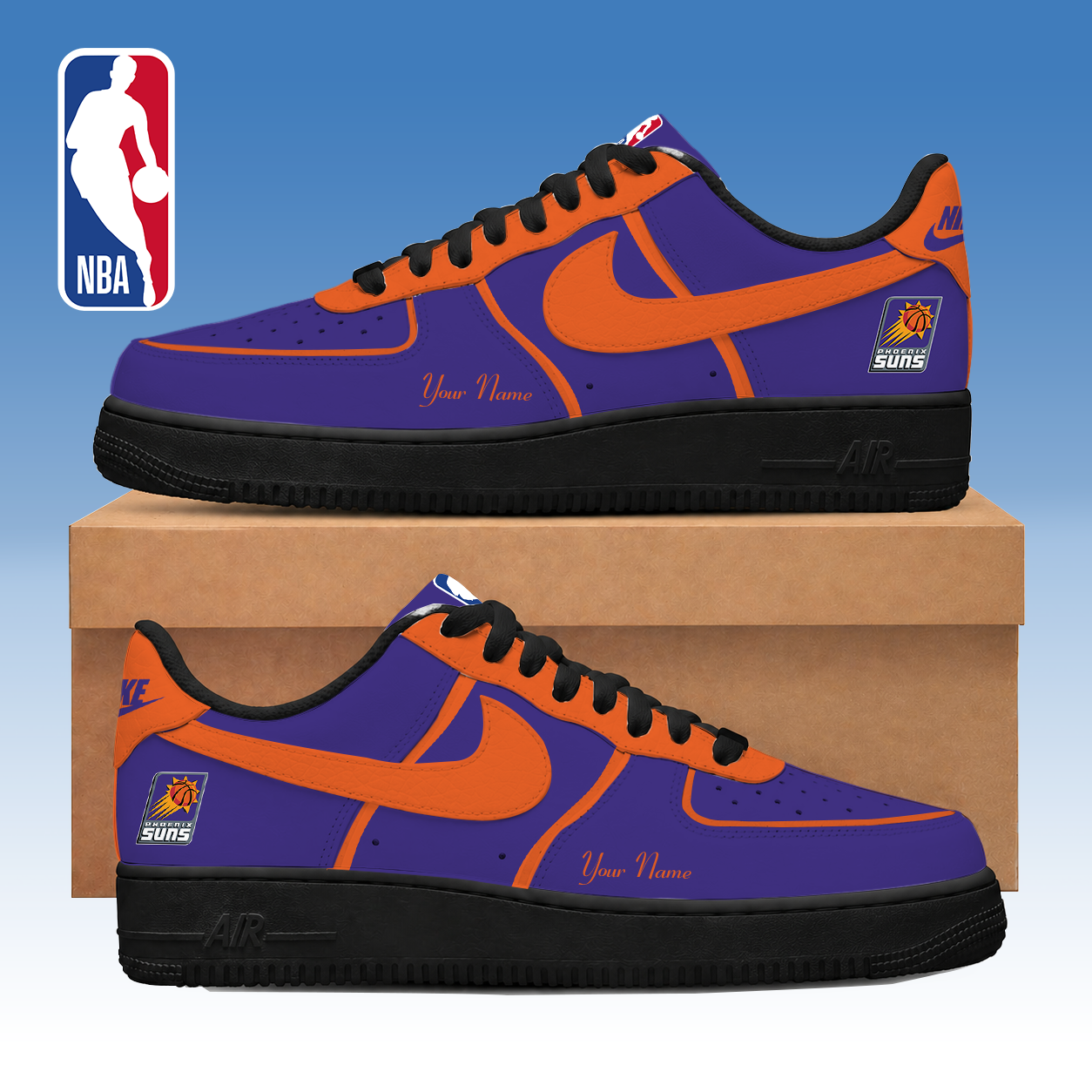 FINAL SALE - NEW CUSTOMIZED NBA21 PSU PHOENIX SUNS AF1 SNEAKERS