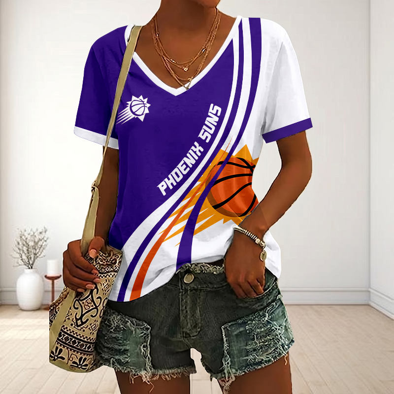 FINAL SALE - NEW CUSTOMIZED NBA21 PSU PHOENIX SUNS V-NECK FEMALE SHIRT