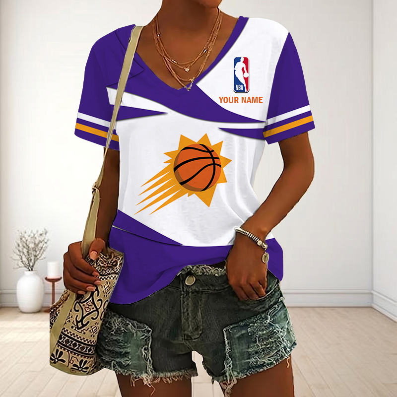 FINAL SALE - NEW CUSTOMIZED NBA21 PSU PHOENIX SUNS V-NECK FEMALE SHIRT