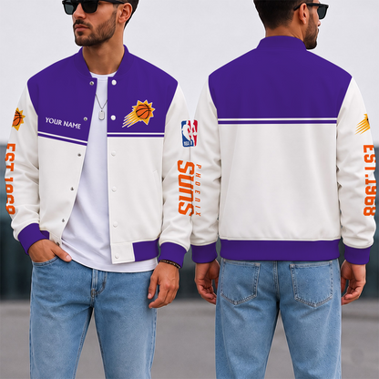 EXCLUSIVE EDITION - NEW CUSTOMIZED NBA21 PSU PHOENIX SUNS BASEBALL JACKET, SATIN VARSITY JACKET