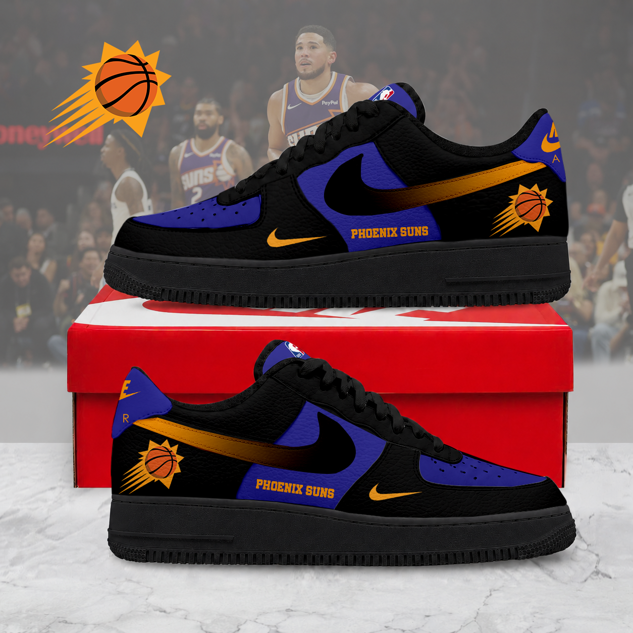 FINAL SALE - NEW CUSTOMIZED NBA21 PSU PHOENIX SUNS AF1 SNEAKERS
