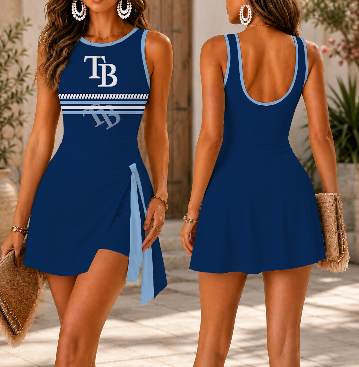 VIRAL EDITION - NEW CUSTOMIZED MLB21 TBR TAMPA BAY RAYS WOMEN'S SUMMER SKORT DRESS