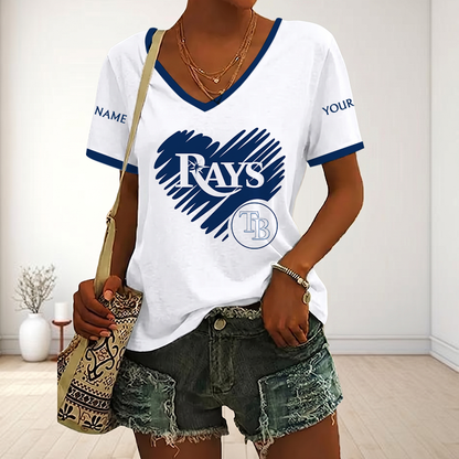 VIRAL EDITION - NEW CUSTOMIZED MLB21 TBR TAMPA BAY RAYS V-NECK FEMALE SHIRT