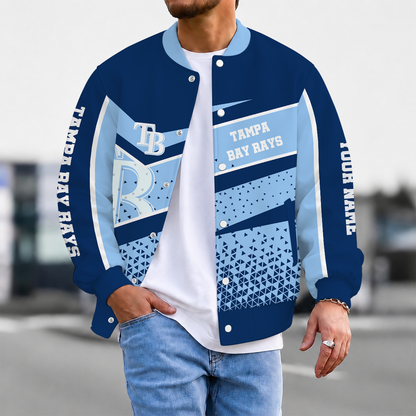 SPECIAL EDITION - NEW CUSTOMIZED MLB21 TBR TAMPA BAY RAYS SATIN VARSITY & BASEBALL JACKET