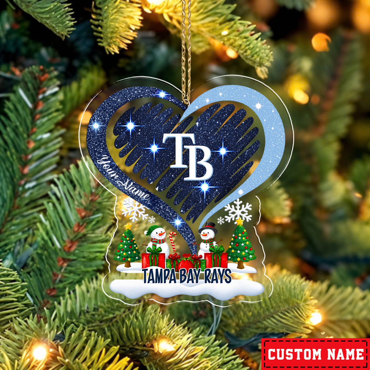 FINAL SALE - NEW CUSTOMIZED MLB21 TBR TAMPA BAY RAYS CHRISTMAS ACRYLIC ORNAMENT