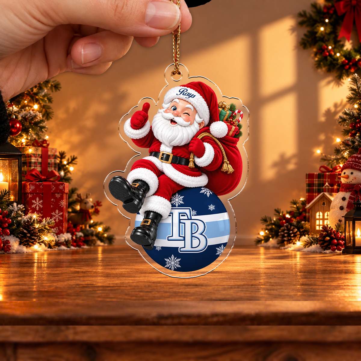 FLASH SALE - NEW CUSTOMIZED MLB21 TBR TAMPA BAY RAYS CHRISTMAS ACRYLIC ORNAMENT