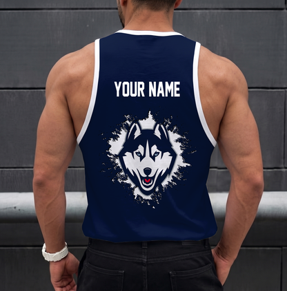 EXCLUSIVE EDTION - NEW CUSTOMIZED NCAA MAM21 UCH UCONN HUSKIES STRAPPY UNISEX TANK TOP