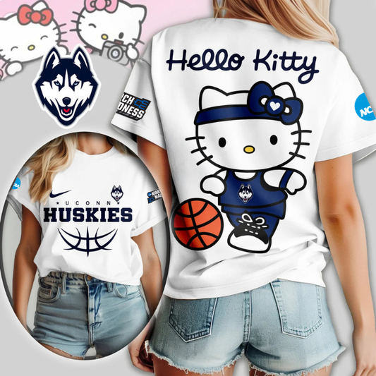 MEGA SALE - NEW CUSTOMIZED NCAA MAM21 UCH UC HUSKIES HELLO KITTY T-SHIRT, SWEATSHIRT, HOODIE & ZIP HOODIE