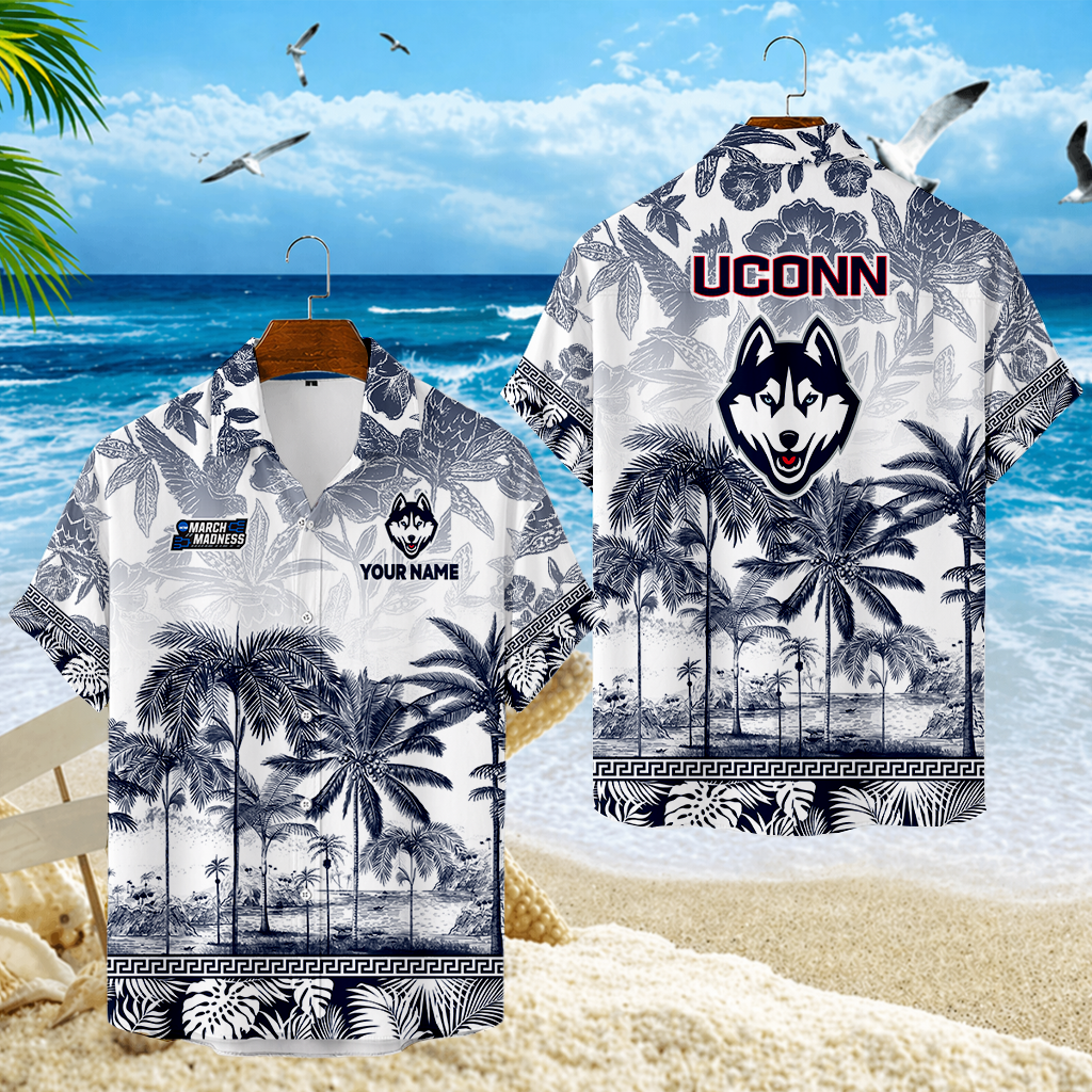 LIMITED EDITION - NEW CUSTOMIZED MAM21 UCH UCONN HUSKIES UNISEX HAWAIIAN SHIRT