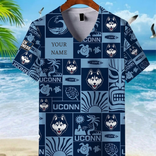 LIMITED EDITION - NEW CUSTOMIZED NCAA MAM21 UCH UC HUSKIES V-NECK FEMALE SHIRT