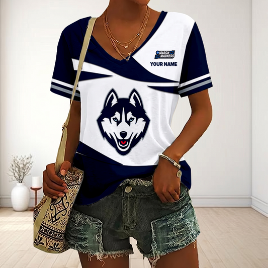 VIRAL EDITON - NEW CUSTOMIZED MAM NCAA21 UCH UC HUSKIES V-NECK FEMALE SHIRT