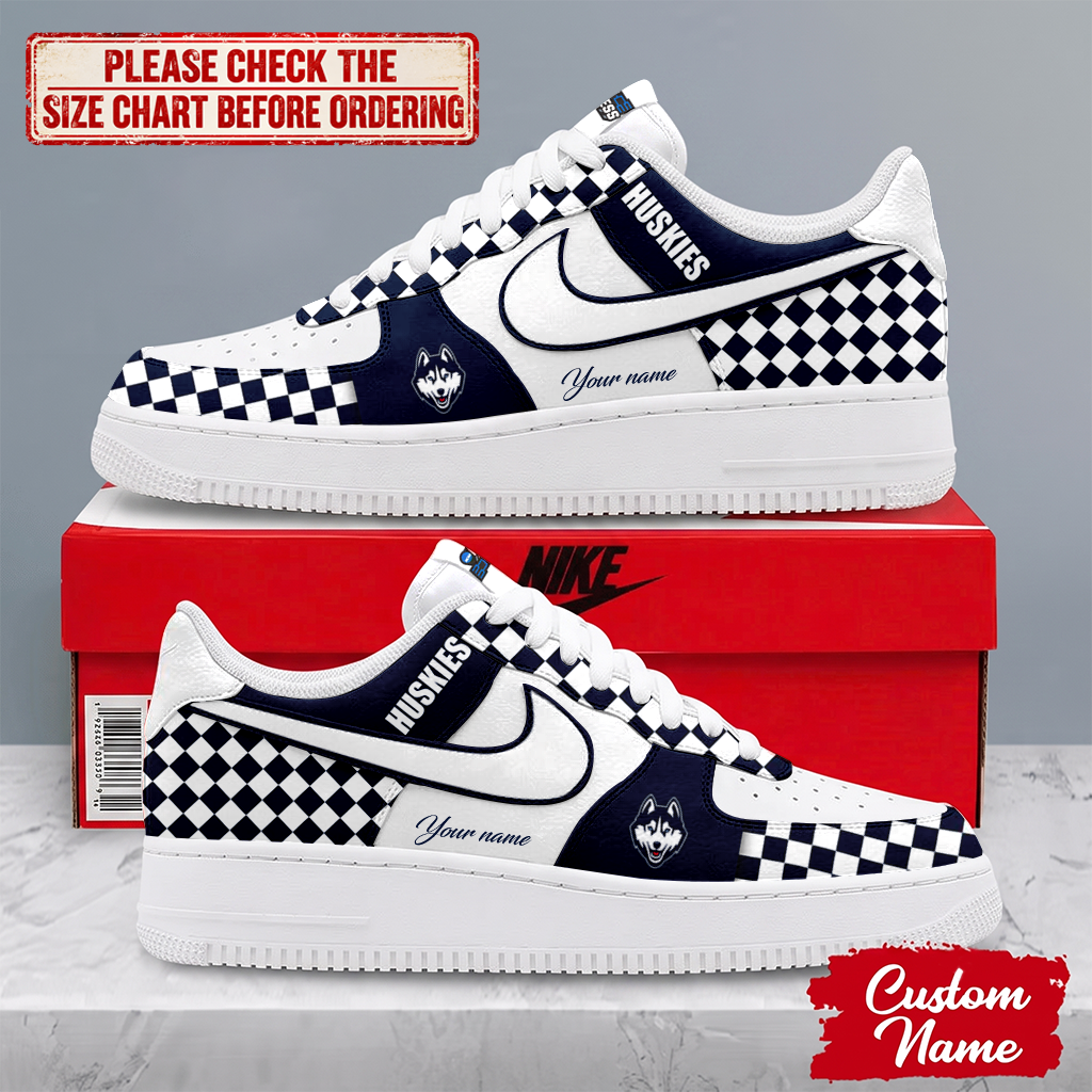 SPECIAL EDITION - NEW CUSTOMIZED NCAA MAM21 UCH UCONN HUSKIES AF1 SHOES
