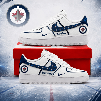 LIMITED EDITION - NEW CUSTOMIZED NHL21 WPJ WINNIPEG JETS AF1 SHOES