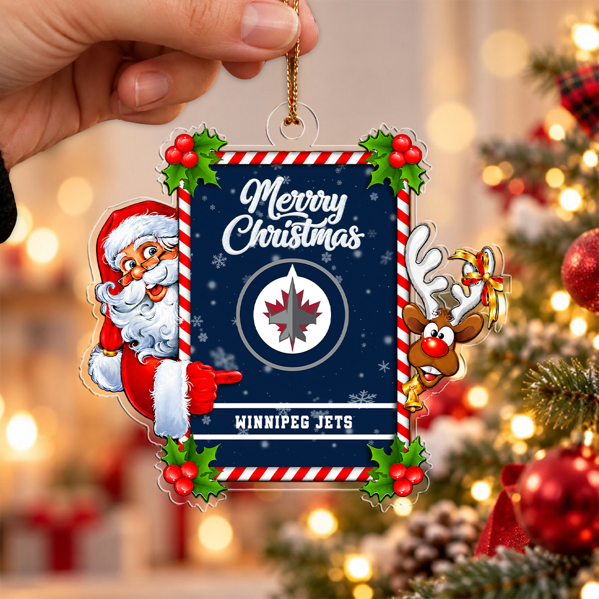 VIRAL EDITION - NEW CUSTOMIZED NHL21 WPJ WINNIPEG JETS CHRISTMAS ACRYLIC ORNAMENT