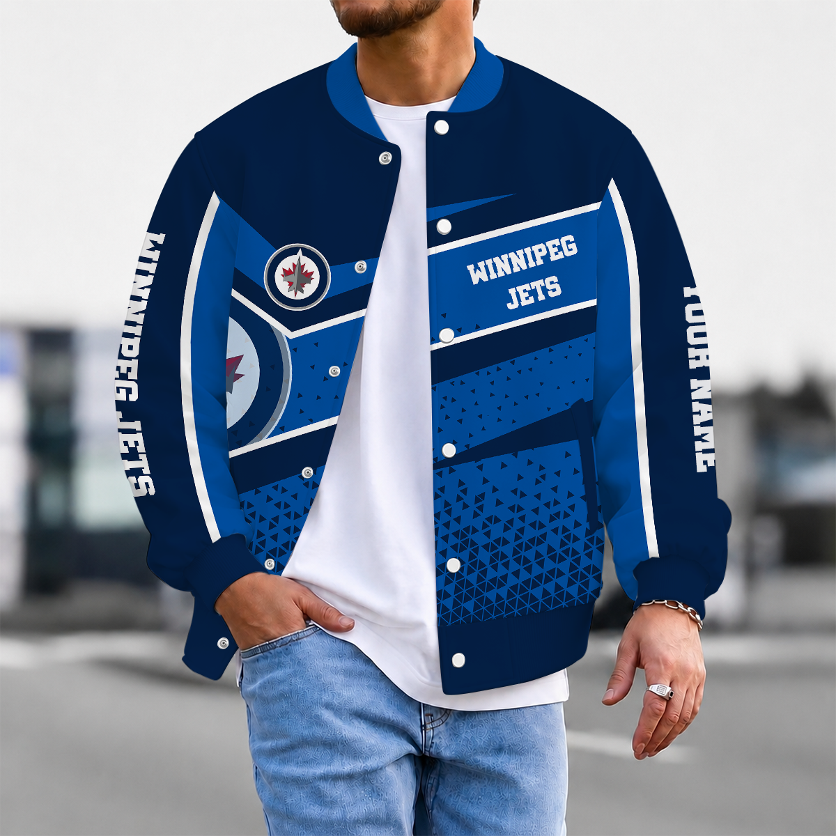 LIMITED EDITION - NEW CUSTOMIZED NHL21 WPJ WINNIPEG JETS SATIN VARSITY JACKET & BASEBALL JACKET