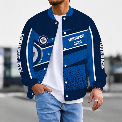 LIMITED EDITION - NEW CUSTOMIZED NHL21 WPJ WINNIPEG JETS SATIN VARSITY JACKET & BASEBALL JACKET