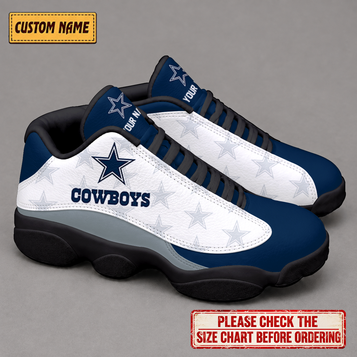 LIMITED EDITION - NEW CUSTOMIZED NFL21 DCB DALLAS COWBOYS AIR JORDAN 13 LOW TOP SNEAKER