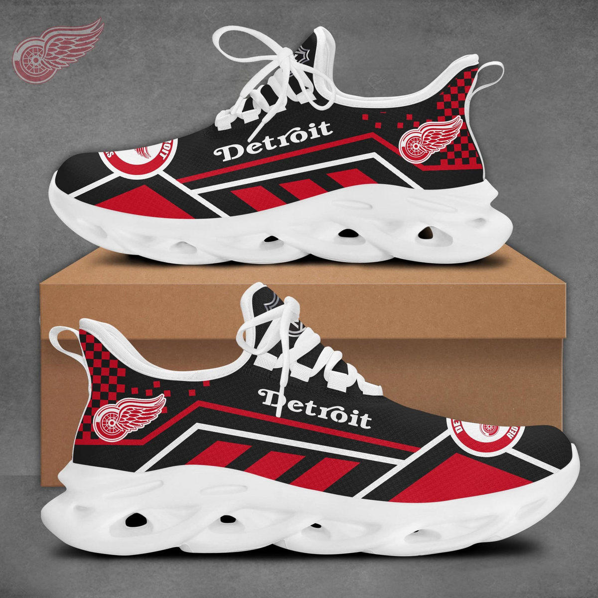 LIMITED EDITION - NEW CUSTOMIZED NHL22 DRW DETROIT RED WINGS CLUNKY SNEAKERS