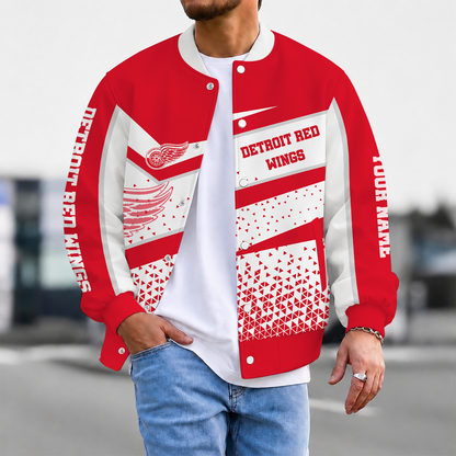 LIMITED EDITION - NEW CUSTOMIZED NHL22 DRW DETROIT RED WINGS SATIN VARSITY JACKET & BASEBALL JACKET