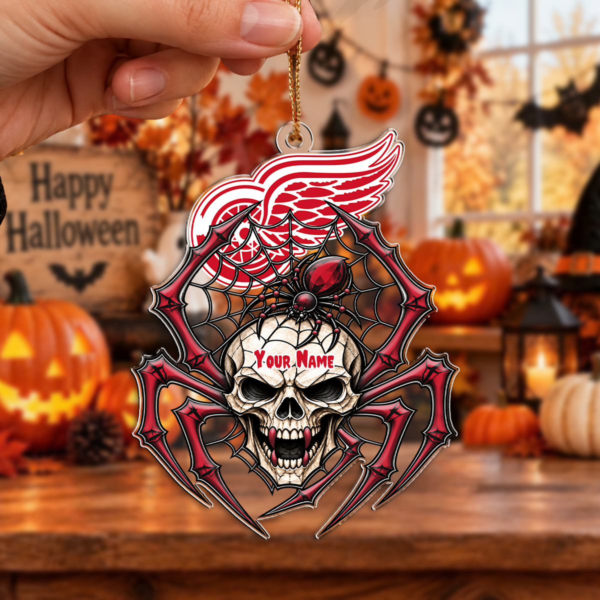 FINAL SALE - NEW CUSTOMIZED NHL22 DRW DETROIT RED WINGS HALLOWEEN ACRYLIC ORNAMENT