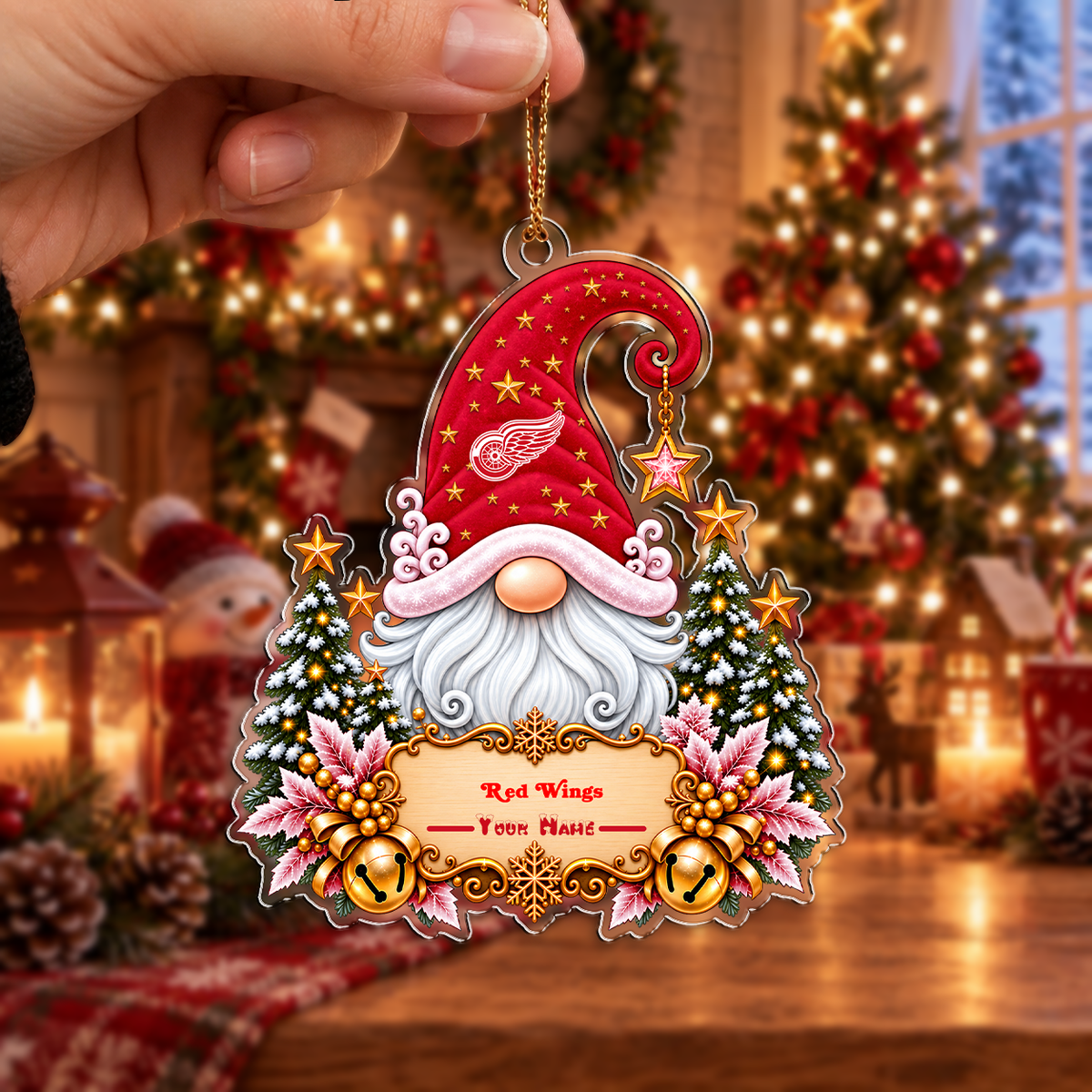 LIMITED EDITION - NEW CUSTOMIZED NHL22 DRW DETROIT RED WINGS CHRISTMAS ACRYLIC ORNAMENT