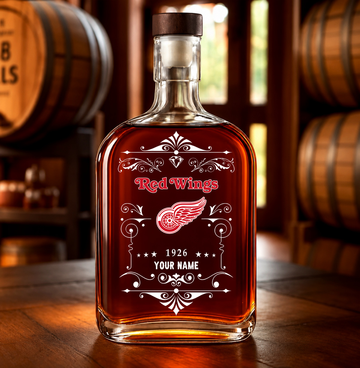 EXCLUSIVE EDITION - NEW CUSTOMIZED NHL22 DRW DETROIT RED WINGS LUXURY WHISKEY BOTTLE 450ML