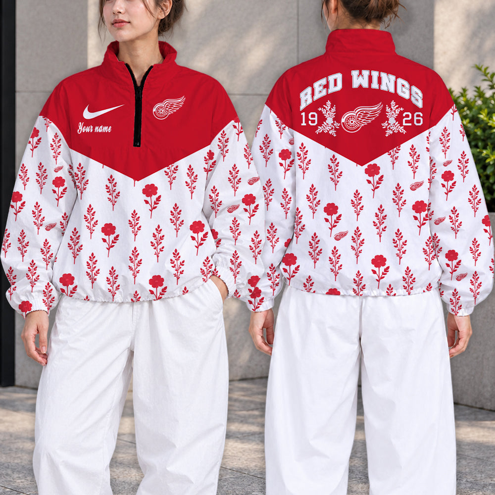 SPECIAL EDITION - NEW CUSTOMIZED NHL22 DRW DETROIT RED WINGS V-NECK ZIPPER SWEATSHIRT JACKET