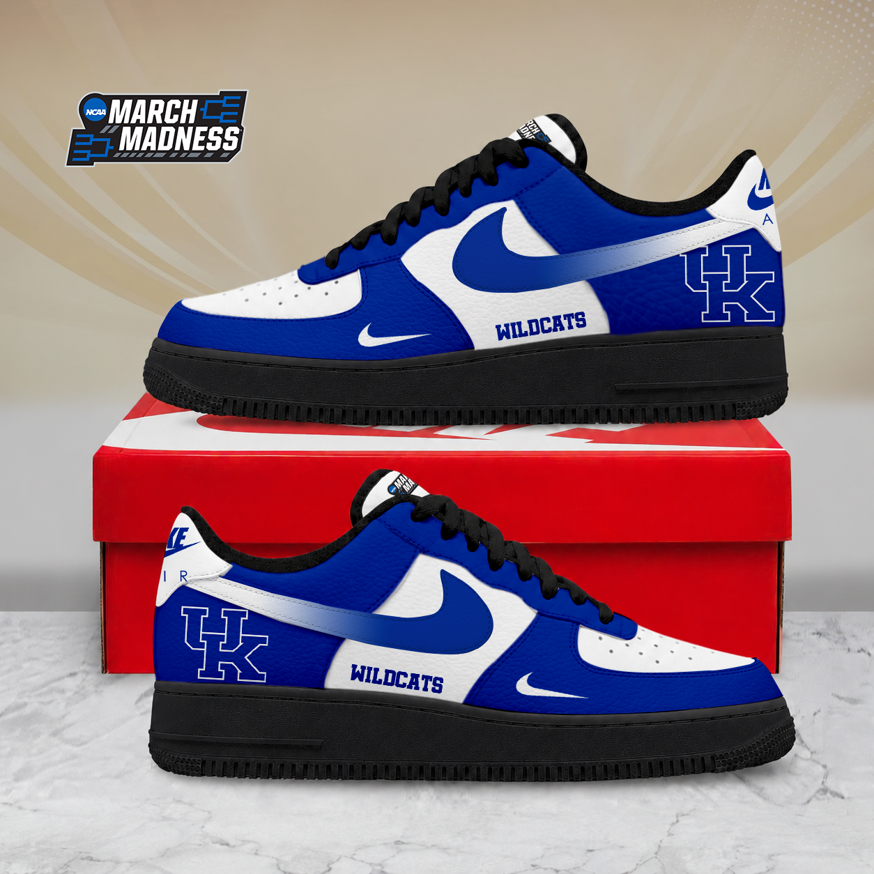 SPECIAL EDITION - NEW CUSTOMIZED NCAA MAM22 KEW KENTUCKY WILDCATS AF1 SHOES