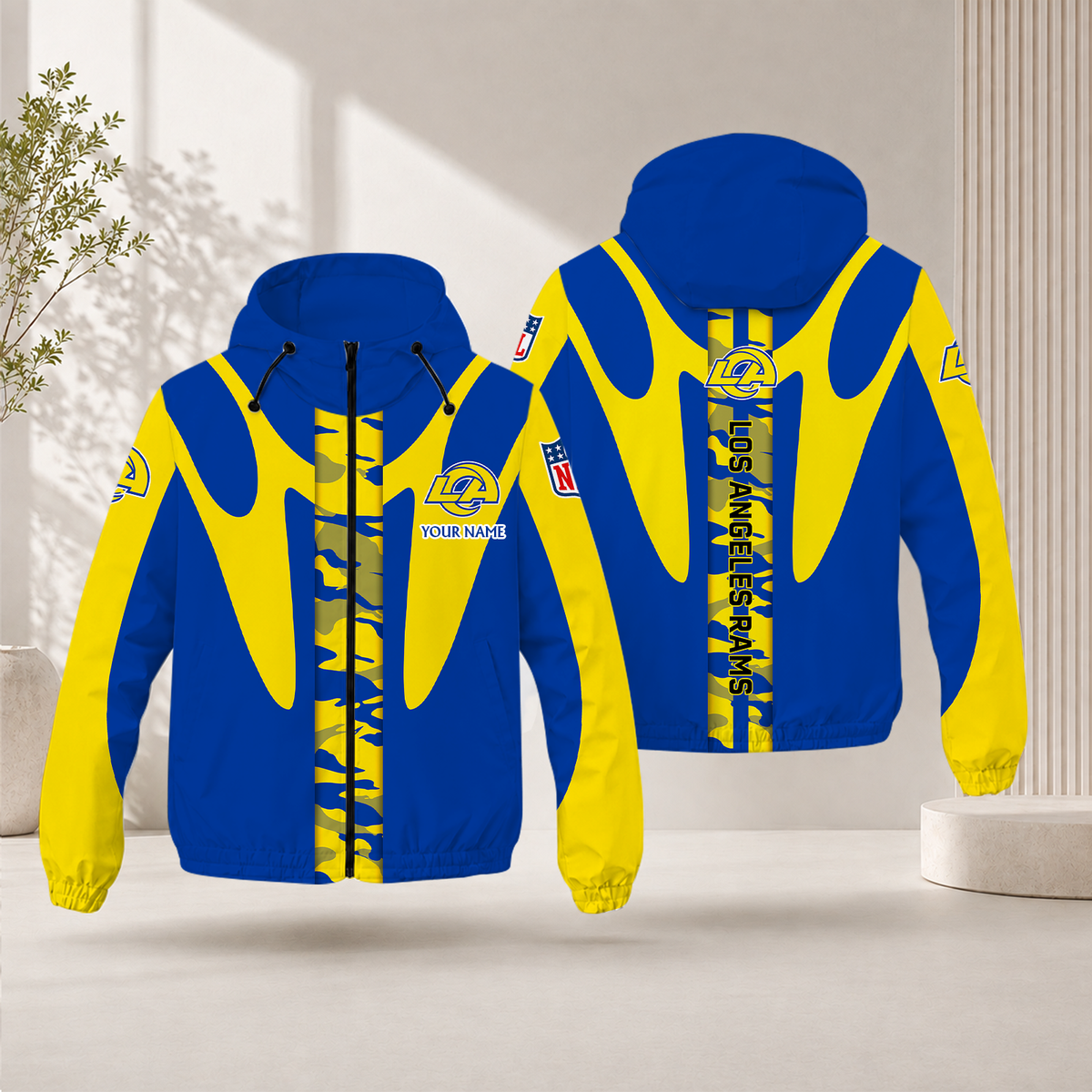 SPECIAL EDITION - NEW CUSTOMIZED NFL22 LAR LOS ANGELES RAMS WINDBREAKER JACKET