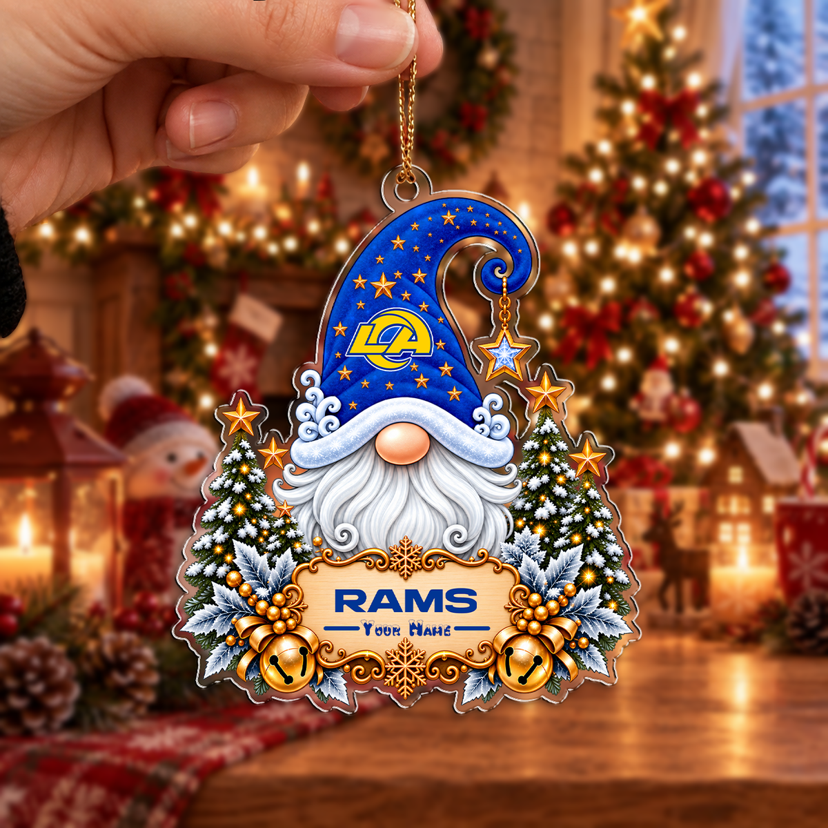 LIMITED EDITION - NEW CUSTOMIZED NFL22 LAR LOS ANGELES RAMS CHRISTMAS ACRYLIC ORNAMENT
