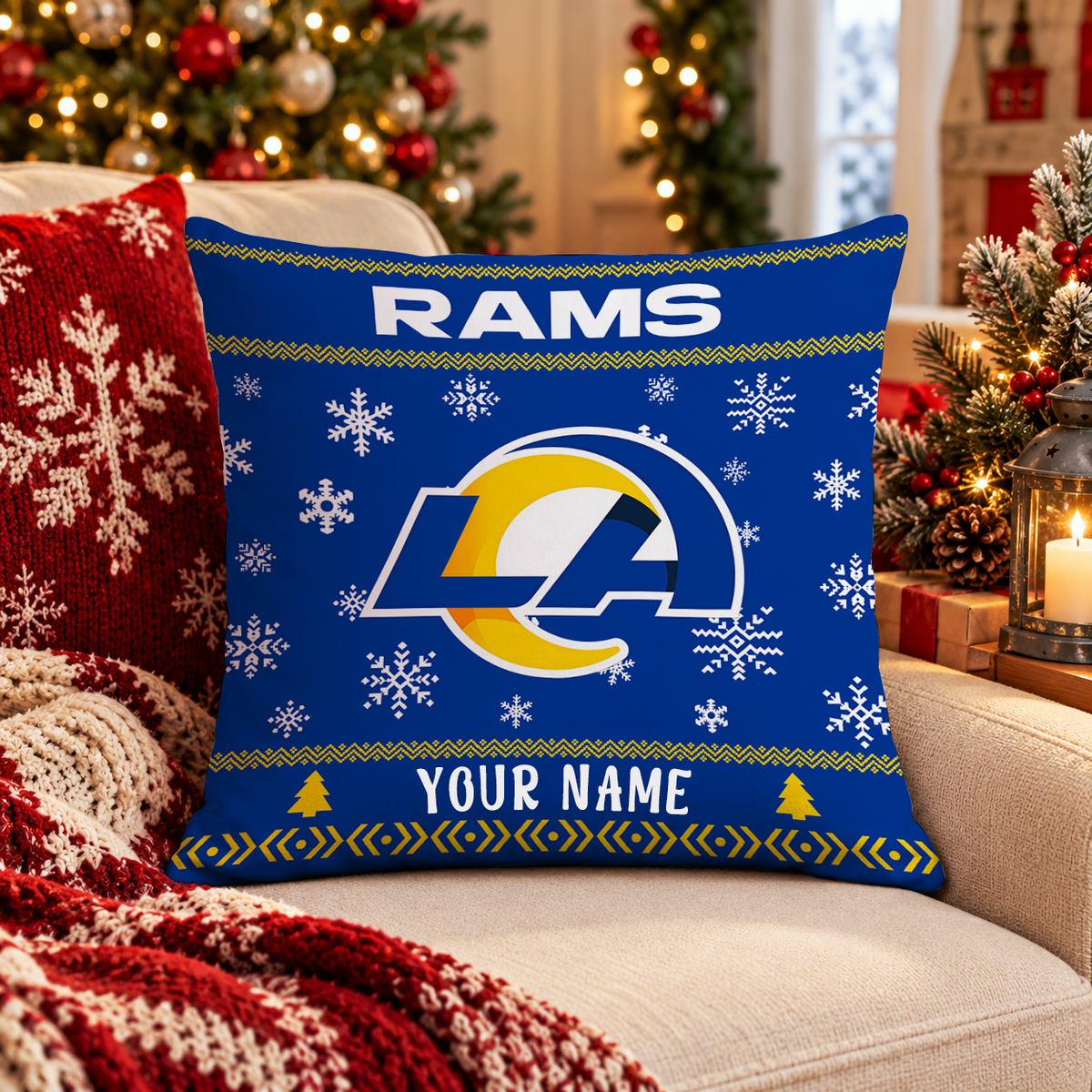 FINAL SALE - NEW PERSONALIZED NFL22 LAR LOS ANGELES RAMS PILLOW CASE