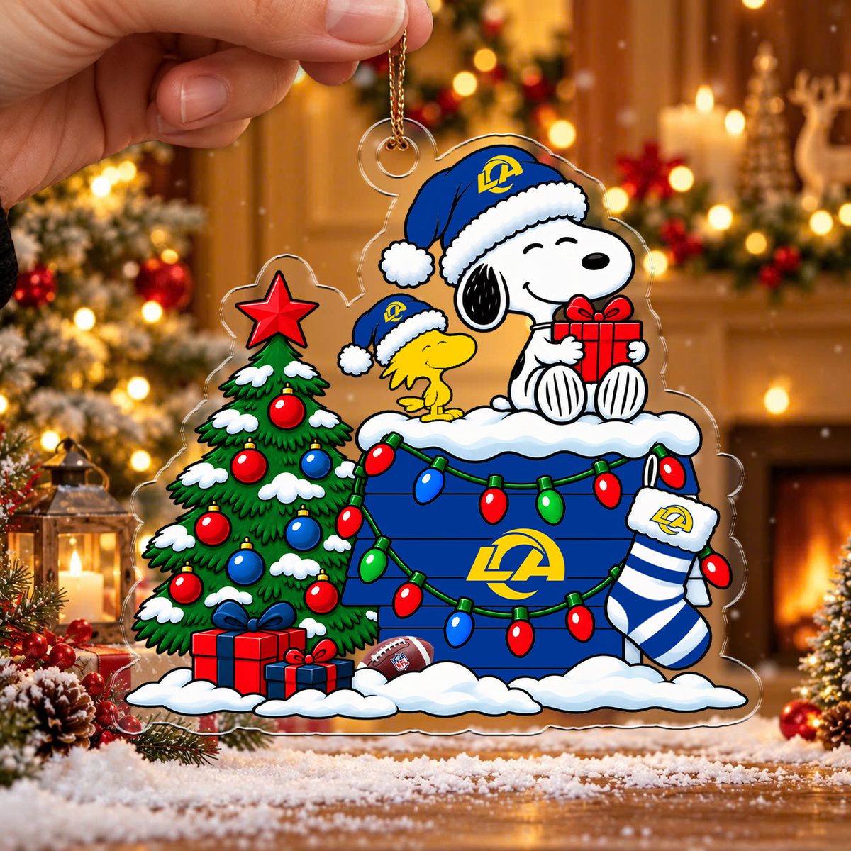 HOT DEAL - NEW CUSTOMIZED NFL22 LAR LOS ANGELES RAMS CHRISTMAS ACRYLIC ORNAMENT
