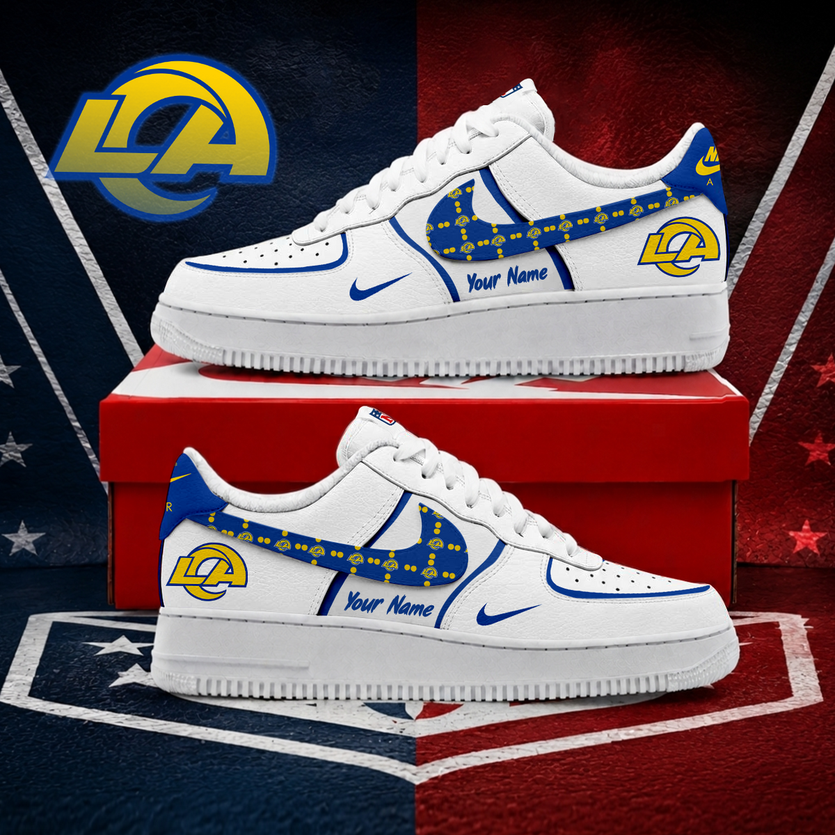 LIMITED EDITION - NEW CUSTOMIZED NFL22 LAR LOS ANGELES RAMS AF1 SHOES