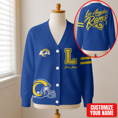 EXCLUSIVE EDITION - NEW CUSTOMIZED NFL22 LAR LOS ANGELES RAMS CARDIGAN