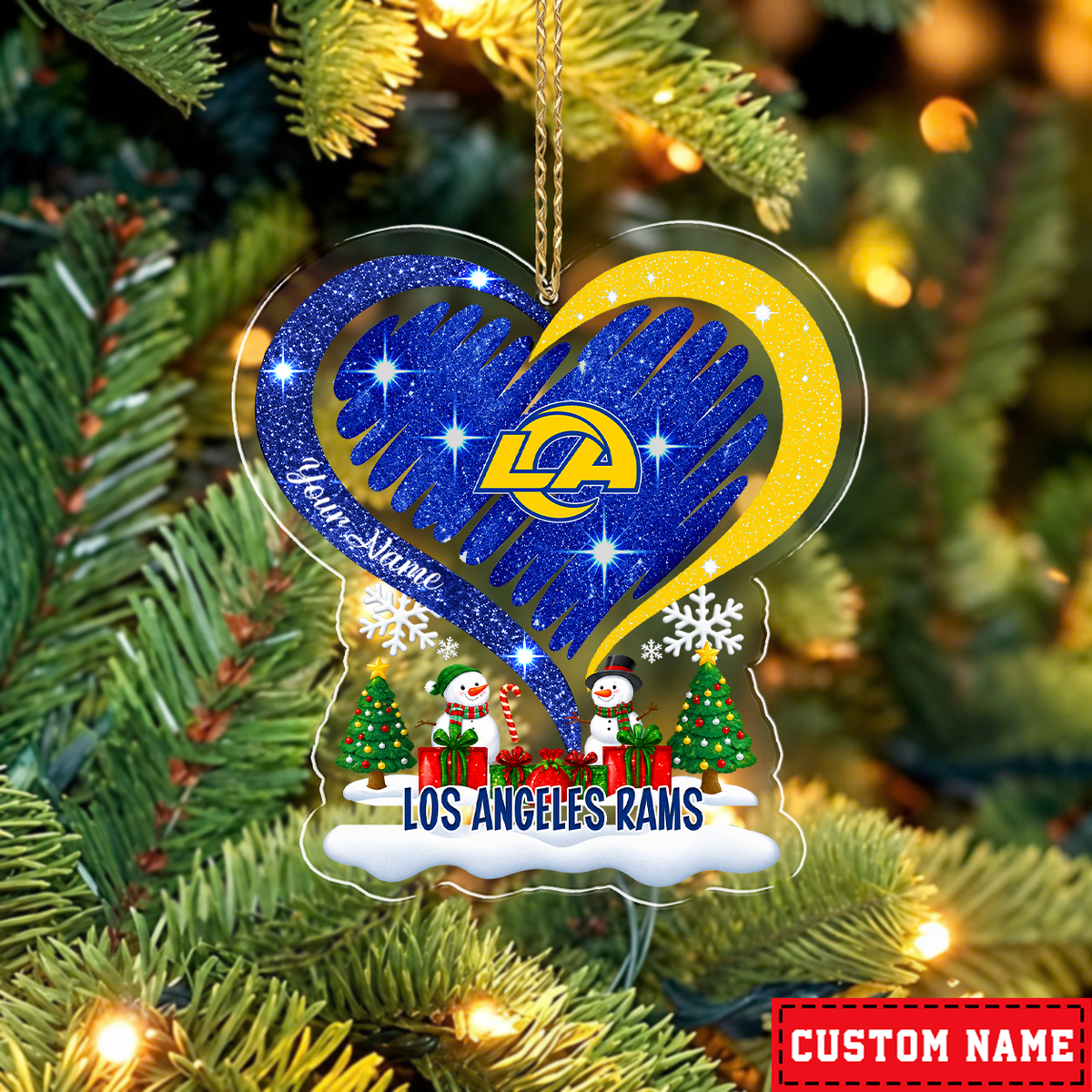 LIMITED EDITION - NEW CUSTOMIZED NFL22 LAR LOS ANGELES RAMS CHRISTMAS ACRYLIC ORNAMENT
