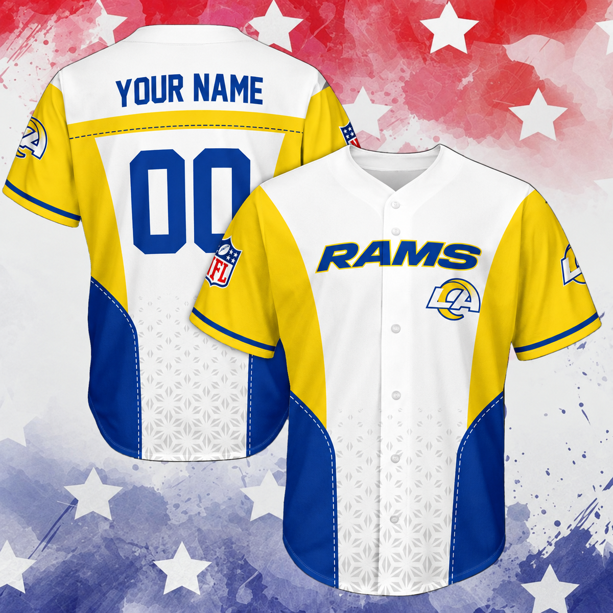 VIRAL EDITION - NEW CUSTOMIZED NFL22 LAR LOS ANGELES RAMS BASEBALL JERSEY