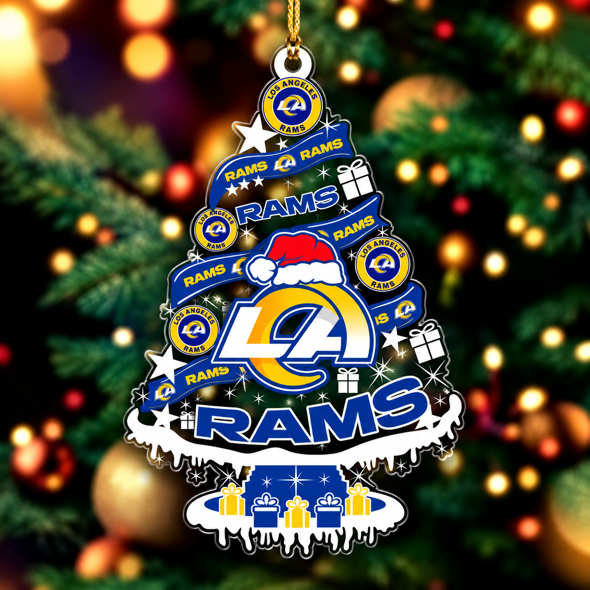 SPECIAL EDITION - NEW CUSTOMIZED NFL22 LAR LOS ANGELES RAMS CHRISTMAS ACRYLIC ORNAMENT