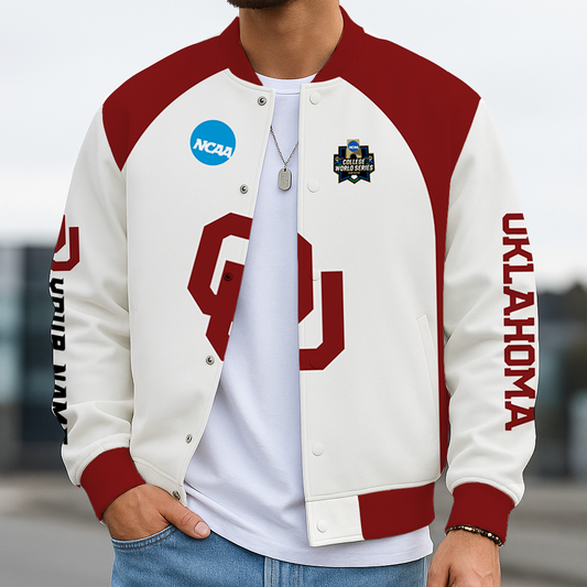LIMITED DROP - NEW CUSTOMIZED|NCAA CWS22 OUS OU SOONERS BASEBALL JACKET, SATIN VARSITY JACKET