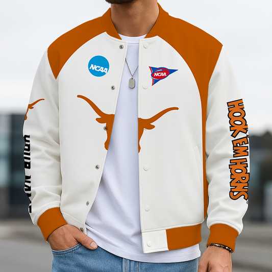 LIMITED DROP - NEW CUSTOMIZED | NCAA FBS22 TXL TX LONGHORNS BASEBALL JACKET, SATIN VARSITY JACKET