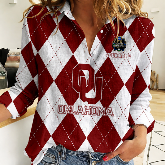 LIMITED DROP - NEW CUSTOMIZED | NCAA CWS22 OUS OU SOONERS WOMEN CASUAL SHIRT FOR FAN